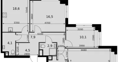 Apartamento 3 habitaciones en North-Western Administrative Okrug, Rusia