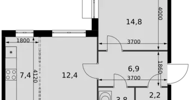 Apartamento 2 habitaciones en Razvilka, Rusia