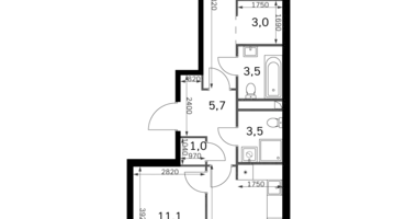 2 room apartment in Moscow, Russia