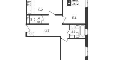 3 room apartment in Leninsky District, Russia