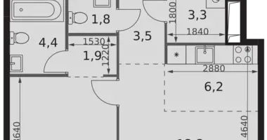 2 room apartment in Moscow, Russia