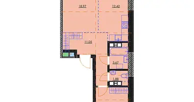 Apartamento 2 habitaciones en Minsk, Bielorrusia