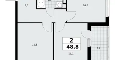 Appartement 2 chambres dans Moscou, Fédération de Russie