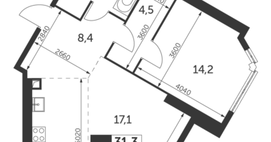 Apartamento 2 habitaciones en Konkovo District, Rusia