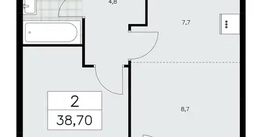 Apartamento 2 habitaciones en Moscú, Rusia