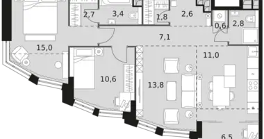 Appartement 3 chambres dans Moscou, Fédération de Russie