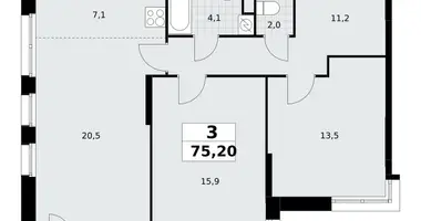 Apartamento 3 habitaciones en Postnikovo, Rusia