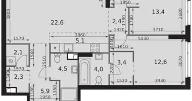 Apartamento 3 habitaciones en North-Western Administrative Okrug, Rusia