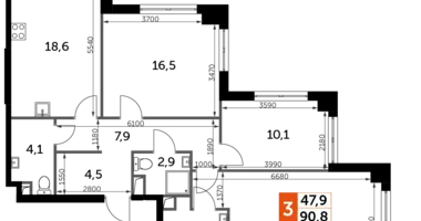 Apartamento 3 habitaciones en North-Western Administrative Okrug, Rusia