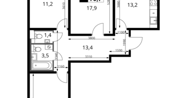 Apartamento 3 habitaciones en Leninsky District, Rusia