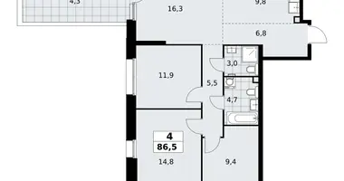 Apartamento 4 habitaciones en poselenie Sosenskoe, Rusia