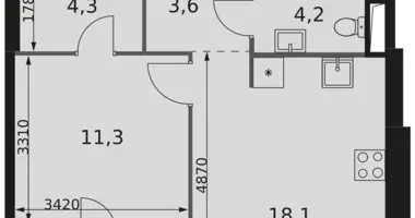 Apartamento 1 habitación en Moscú, Rusia