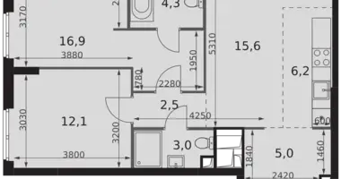 3 room apartment in Moscow, Russia