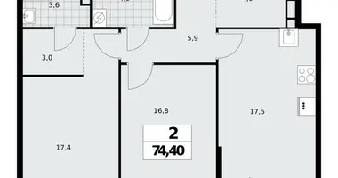 Wohnung 2 Zimmer in Nördlicher Verwaltungsbezirk, Russland