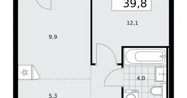 Apartamento 2 habitaciones en Moscú, Rusia