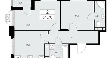 Apartamento 2 habitaciones en poselenie Sosenskoe, Rusia