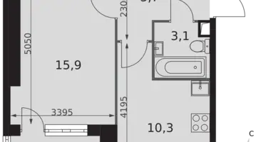 1 room apartment in Moscow, Russia