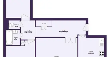 Apartamento 3 habitaciones en Lyasny, Bielorrusia