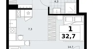 1 room apartment in Kommunarka, Russia