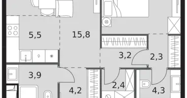 Appartement 2 chambres dans North-Western Administrative Okrug, Fédération de Russie