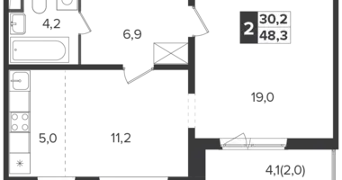 Mieszkanie 2 pokoi w Leninsky District, Rosja