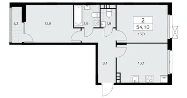 Apartamento 2 habitaciones en poselenie Sosenskoe, Rusia