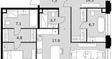 Apartamento 3 habitaciones en North-Western Administrative Okrug, Rusia