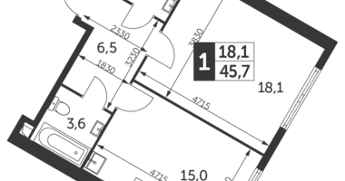 Квартира 1 комната в район Коньково, Россия