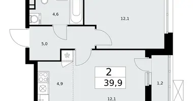 Appartement 2 chambres dans Moscou, Fédération de Russie