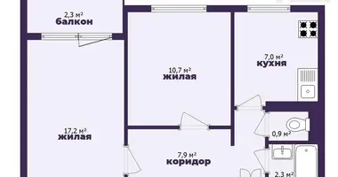 2 room apartment in Salihorsk, Belarus