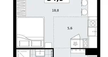 1 room apartment in Kommunarka, Russia