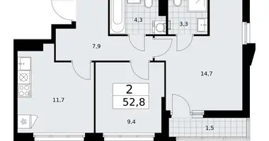 Appartement 2 chambres dans Troïtsk, Russie