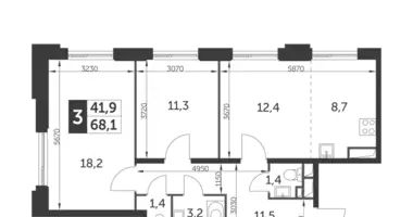 Apartamento 3 habitaciones en Northern Administrative Okrug, Rusia