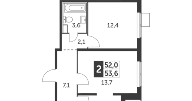 2 room apartment in Leninsky District, Russia