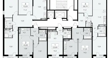 Apartamento 3 habitaciones en poselenie Sosenskoe, Rusia