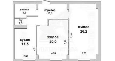 Apartamento 2 habitaciones en Pruzhany, Bielorrusia