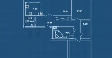 Apartamento 3 habitaciones en Minsk, Bielorrusia