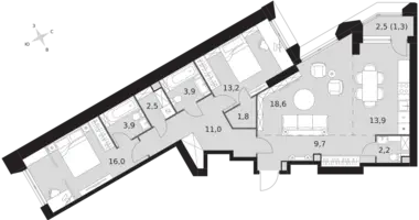 Mieszkanie 3 pokoi w Konkovo District, Rosja