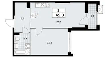 Wohnung 1 zimmer in Troizk, Russland