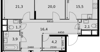 Apartamento 4 habitaciones en Razvilka, Rusia