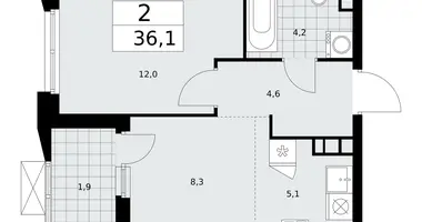 Apartamento 2 habitaciones en poselenie Sosenskoe, Rusia