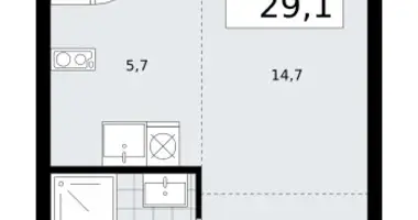 1 room apartment in Troitsk, Russia