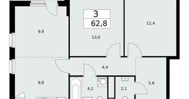 Mieszkanie 3 pokoi w poselenie Sosenskoe, Rosja