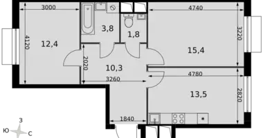 2 room apartment in Razvilka, Russia