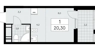 1 room apartment in poselenie Sosenskoe, Russia