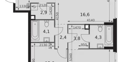 Apartamento 3 habitaciones en Moscú, Rusia