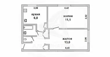 Appartement 2 chambres dans Malaryta, Biélorussie