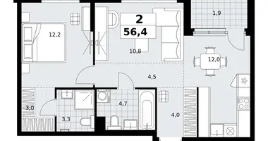 2 room apartment in Kommunarka, Russia