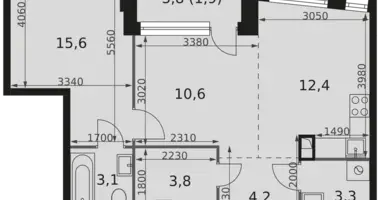 Apartamento 2 habitaciones en Moscú, Rusia