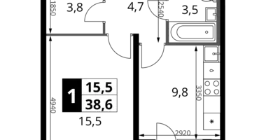 Квартира 1 комната в Potapovo, Россия